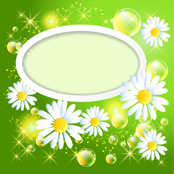 Wite frame with daisy and bubbles - Vecteur, image