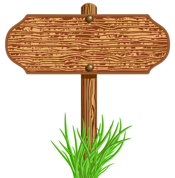 houten bord en gras - Vector, afbeelding