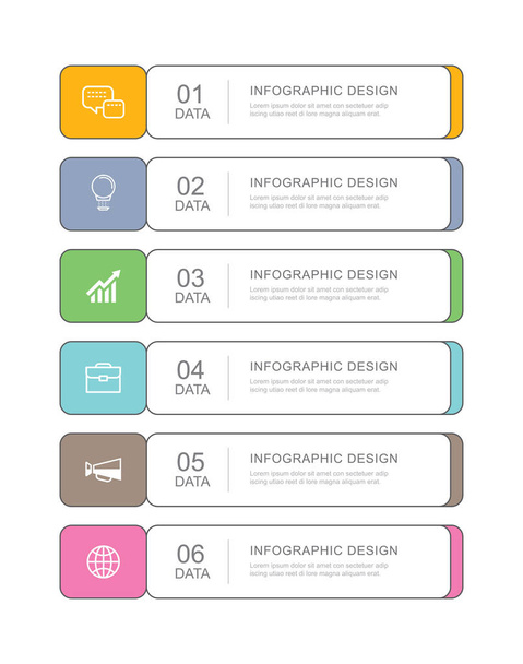 6 Daten-Infografiken Registerkarte Papier dünne Linie Index-Vorlage. Vektor Illustration abstrakten Hintergrund. Kann für Workflow-Layout, Business-Schritt, Banner, Web-Design verwendet werden. - Vektor, Bild