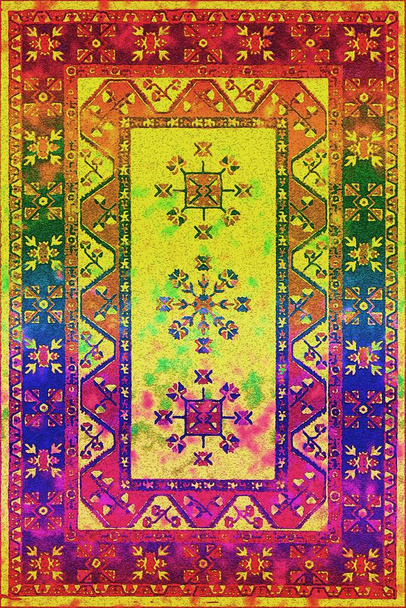 Alfombra de baño y alfombra Boho Style patrón de diseño étnico con textura y efecto angustiado - Foto, Imagen