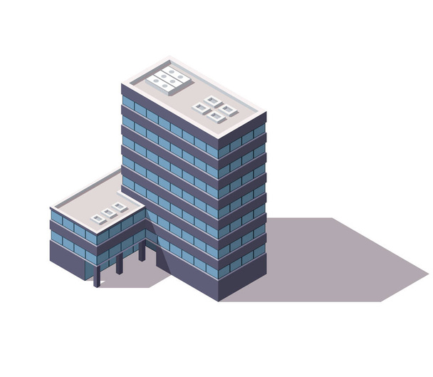 Oficinas isométricas. Edificio de arquitectura fachada de centro de negocios. Elemento infográfico. vector arquitectónico 3d ilustración - Vector, Imagen
