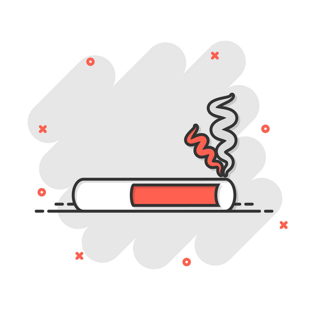 Cigarette icon in comic style. Smoke cartoon vector illustration on white isolated background. Nicotine splash effect business concept. - Vector, Image