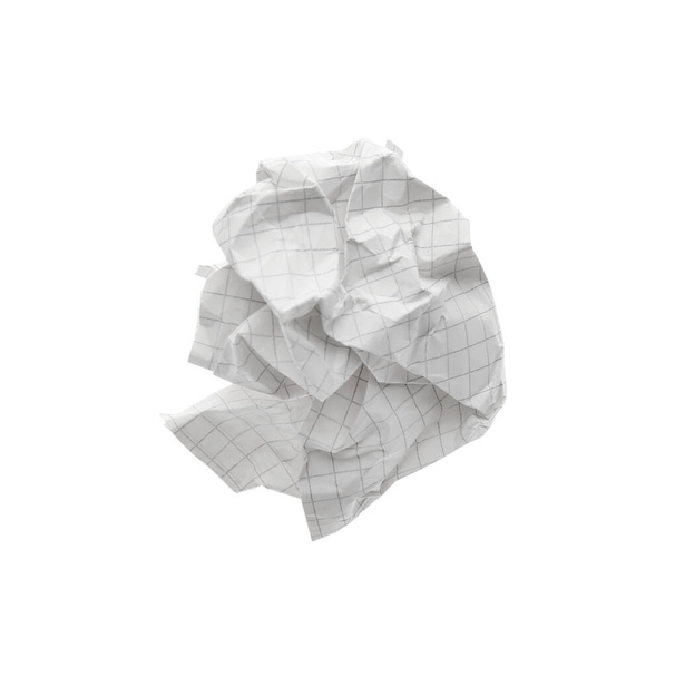 Crumpled sheet of notebook paper isolated on white, top view - Photo, Image