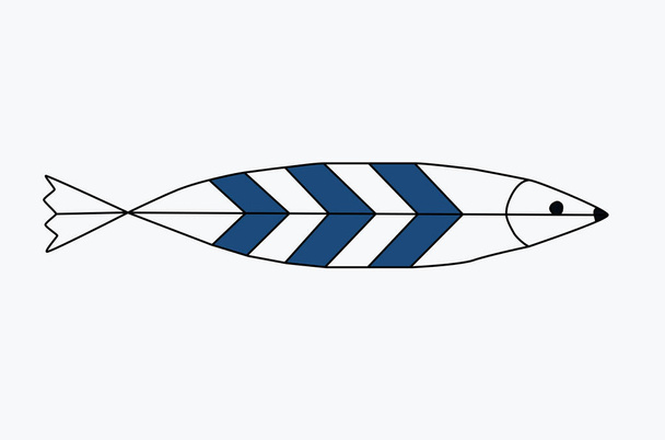  Long sea fish, herring, linear vector illustration. - Vektor, kép