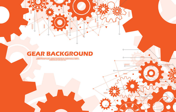 Abstract gear wheel pattern on orange technology background EP.14.Used to decorate on message boards, advertising boards, publications and other works - Vector, Image