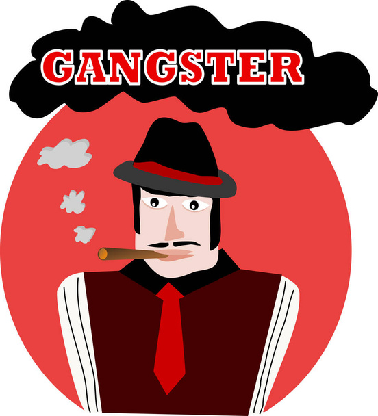 Gangster smoking cigar icon image - Vector, Image