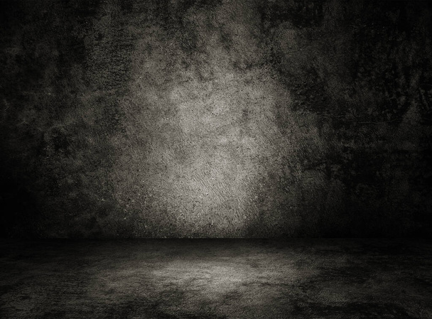 スタジオの空の暗い部屋のコンクリート床のグランジテクスチャ背景. - 写真・画像