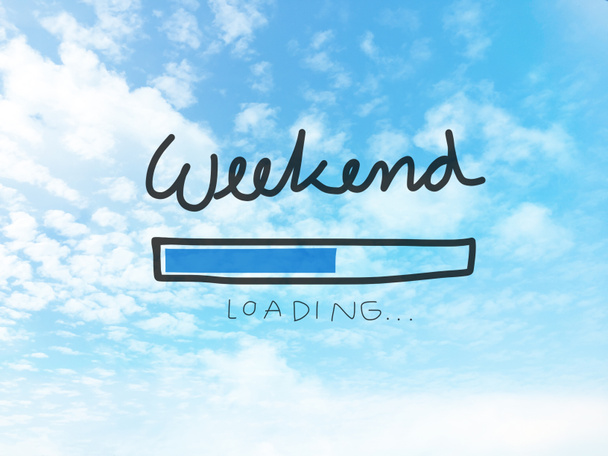 Weekend loading bar on blue sky - Photo, Image