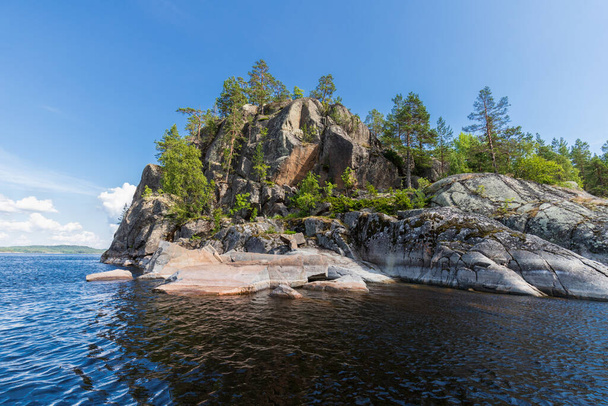 Laatokan luikertelijoita. Kuva on otettu veneajelun aikana kesäpäivänä. Karjala, Venäjä - Valokuva, kuva