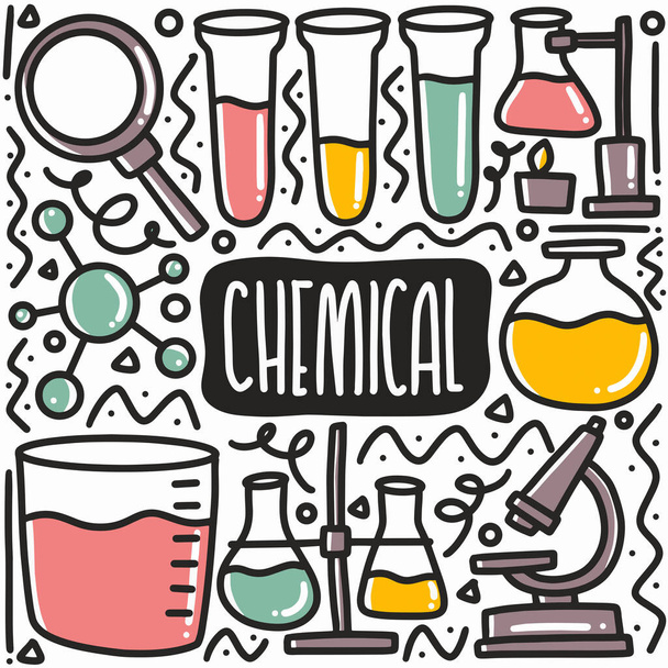 käsin piirretty kemiallinen zat doodle setti - Vektori, kuva