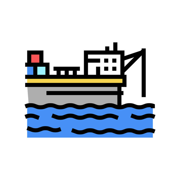 loď jeřáb zařízení barva ikona vektor ilustrace - Vektor, obrázek