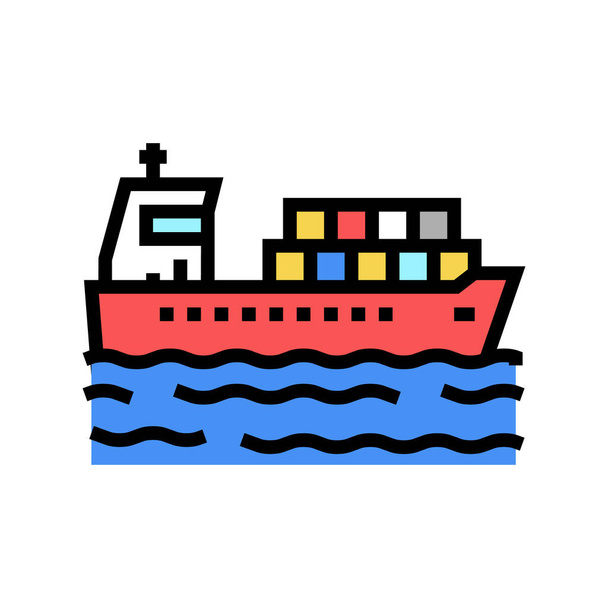entrega navio recipientes cor ícone vetor ilustração - Vetor, Imagem