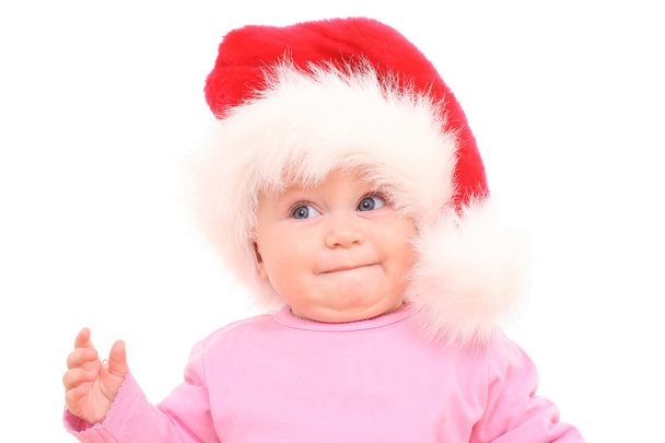 rozkošný santa Clause - 6 měsíců holčičku izolované na bílém - Fotografie, Obrázek