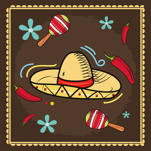 ícone de chapéu mexicano - Vetor, Imagem
