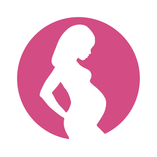 ピンクの背景に妊娠中の女性のシルエット - ベクター画像