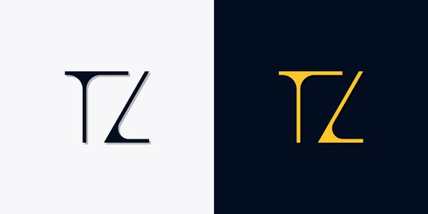 Letras iniciales abstractas minimalistas logo TZ. Este logotipo incorporan con la tipografía abstracta de la manera creativa. Será conveniente para que la compañía o el nombre de marca comience ésos iniciales. - Vector, Imagen