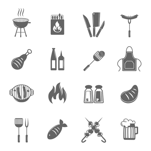 Bbq grill icons set - Vector, Image