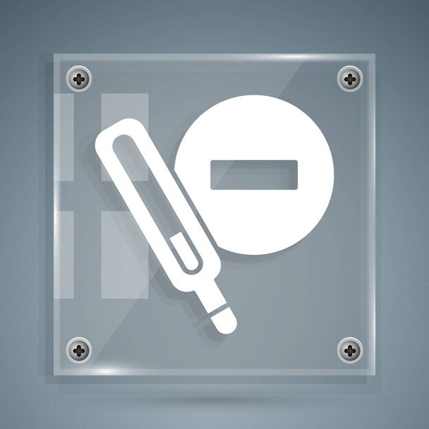 Termômetro médico branco para ícone de exame médico isolado em fundo cinza. Painéis de vidro quadrados. Vetor. - Vetor, Imagem