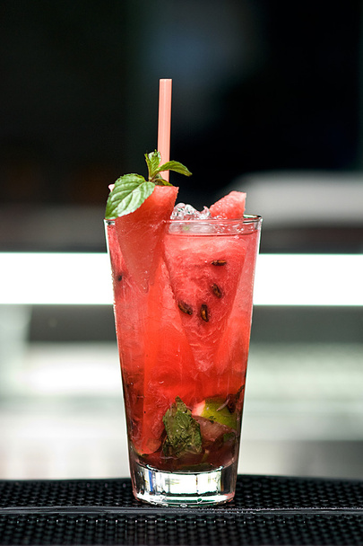 Watermelon cocktail with ice and mint - Photo, Image