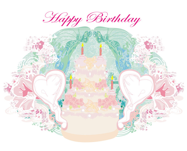 Happy Birthday - abstract floral greeting card  - Vector, Image