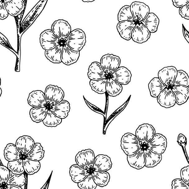 Spring flowers seamless pattern with hand drawn design elements. Vector illustration in sketch stile. - Vector, Image