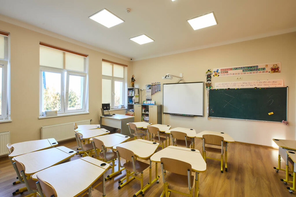 class in school desks and chairs. High quality photo - Photo, Image