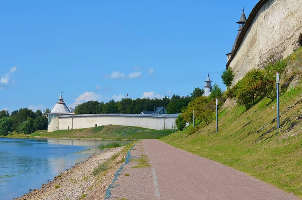 Embankment near the Holy Trinity Cathedral in Pskov, Russia - Fotó, kép