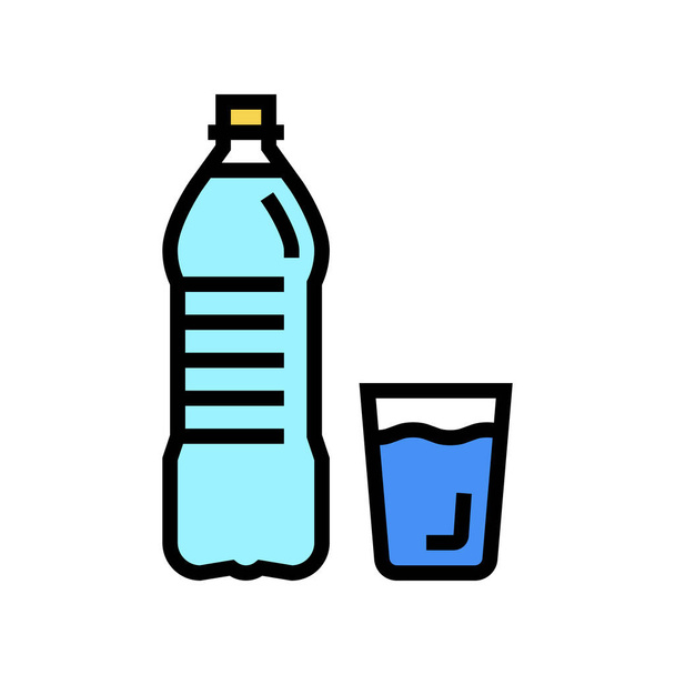 ボトルとカップの水の色のアイコンベクトルイラスト - ベクター画像
