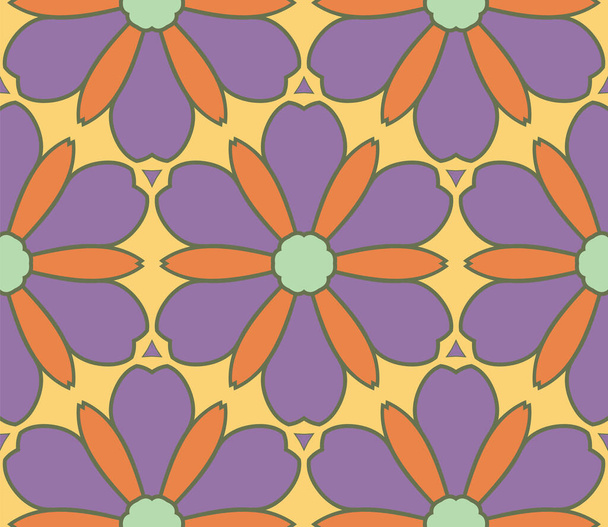Abstract kleurrijke doodle bloem naadloos patroon. Bloemen achtergrond. Mozaïek, tegel van dunne lijn ornament. - Vector, afbeelding
