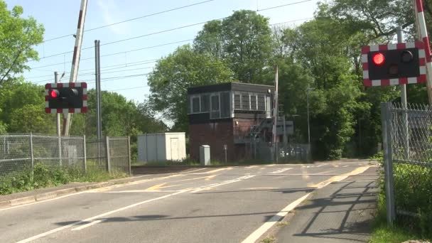 Barrier coming down at a level crossing. - Footage, Video