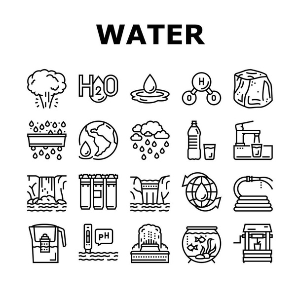 Ensemble d'icônes de collecte de purification d'eau vectoriel - Vecteur, image