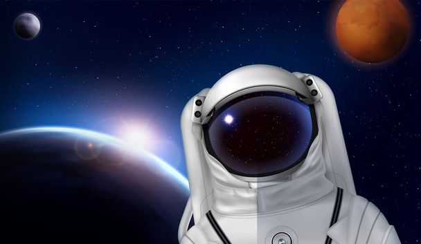 Astronot Gezegeni Gerçekçi Bileşimi - Vektör, Görsel