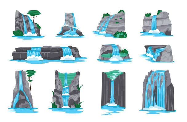 Set orizzontale cascata - Vettoriali, immagini