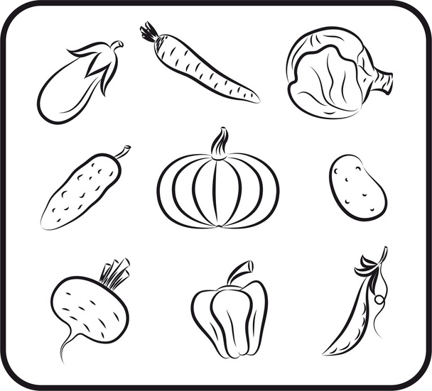 Vegetables vector hand drawn - Vektor, obrázek