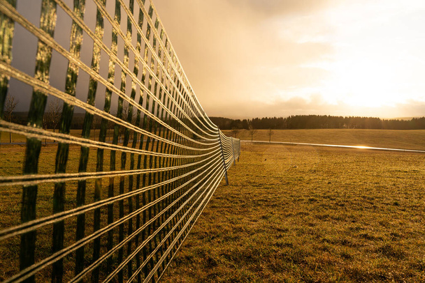 fence between  fields. Agriculture concept - Photo, Image