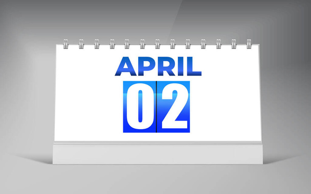 02 aprile, Desk Calendar Design Template. Calendario data singola Design. - Vettoriali, immagini
