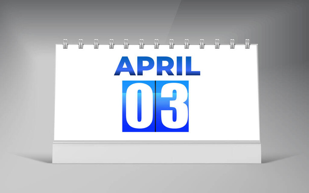 03 aprile, Desk Calendar Design Template. Calendario data singola Design. - Vettoriali, immagini
