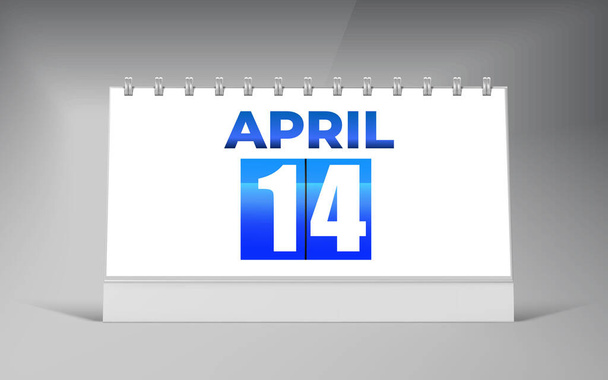 14 de abril, Desk Calendar Design Template. Data única Calendário Design. - Vetor, Imagem