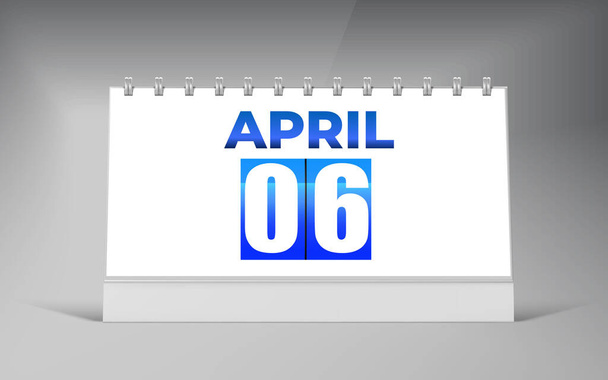 06 aprile, Desk Calendar Design Template. Calendario data singola Design. - Vettoriali, immagini