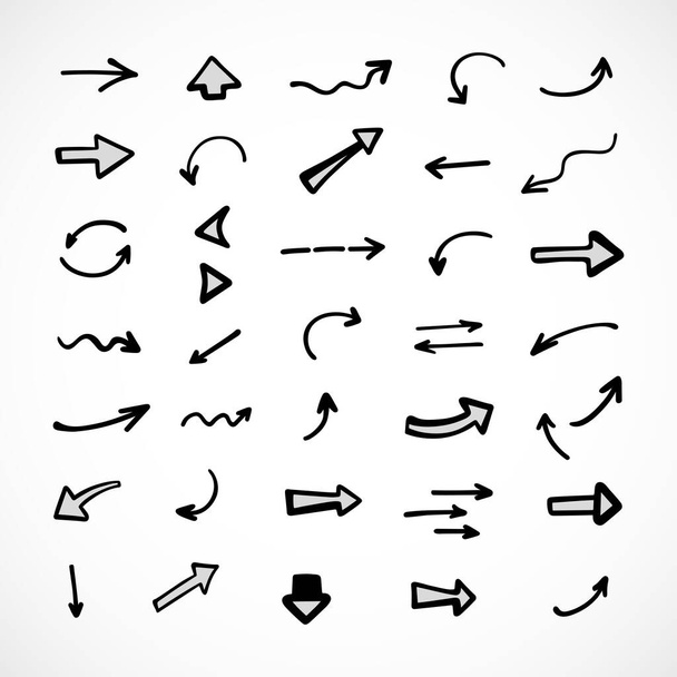 Vector set of hand-drawn arrows, elements for presentation - Vetor, Imagem