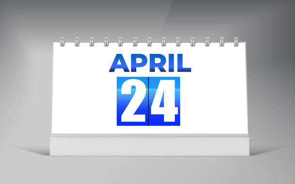 24 aprile, Desk Calendar Design Template. Calendario data singola Design. - Vettoriali, immagini