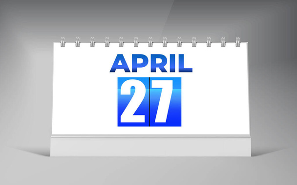 27 aprile, Desk Calendar Design Template. Calendario data singola Design. - Vettoriali, immagini