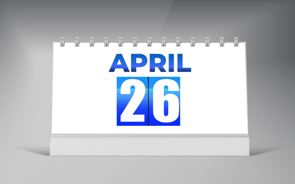 26 april, Bureau Kalender Ontwerp Template. Ontwerp van een kalender voor één datum. - Vector, afbeelding