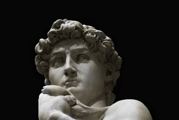 Jäljennös David patsas Michelangelo Firenzessä, Italiassa. Firenzen arkkitehtuuri ja maamerkki. - Valokuva, kuva