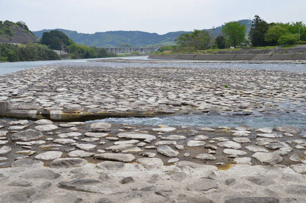 Les quatre saisons de la rivière Chikugo Préfecture de Fukuoka Jpan / La rivière Chikugo est la plus grande rivière du Japon Kyushu sur 143,0 kilomètres. - Photo, image