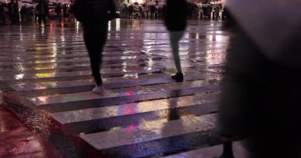 Ein Hochgeschwindigkeits-Schießen von Pfütze auf der Straße regnet Tag in der Nacht - Filmmaterial, Video