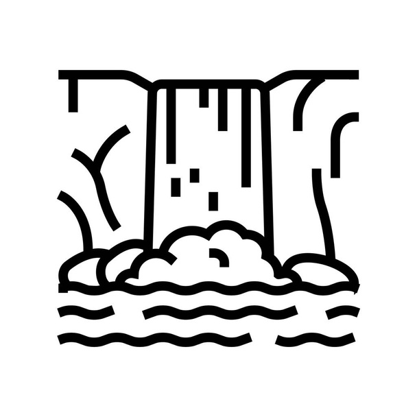 wodospad wody linii ikony wektor ilustracja - Wektor, obraz