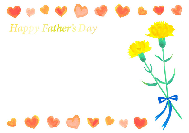 for Father's day Yellow Carnation and hearts Frame - Wektor, obraz