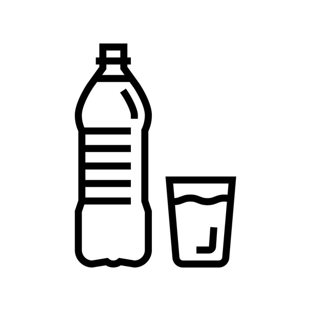 bottle and cup water line icon vector illustration - Vector, Image