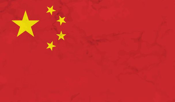 Грязный китайский флаг на фоне. Векторная иллюстрация
 - Вектор,изображение